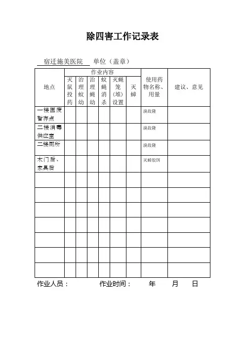 除四害工作记录表