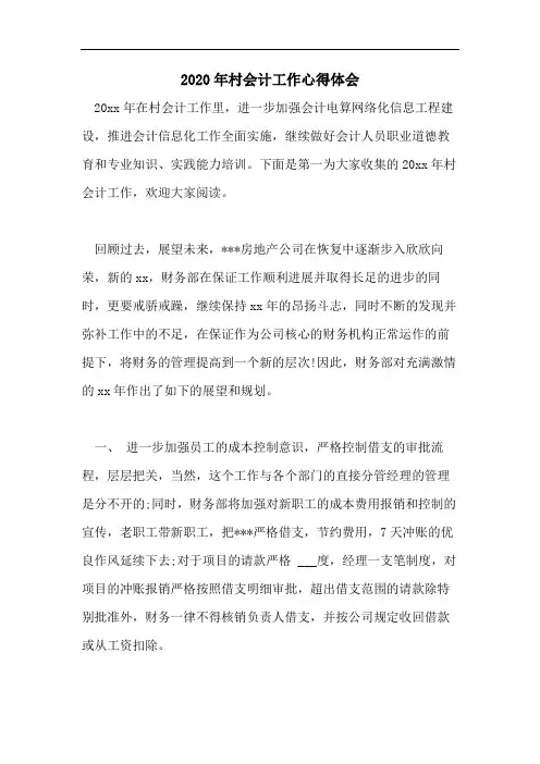2020年村会计工作心得体会
