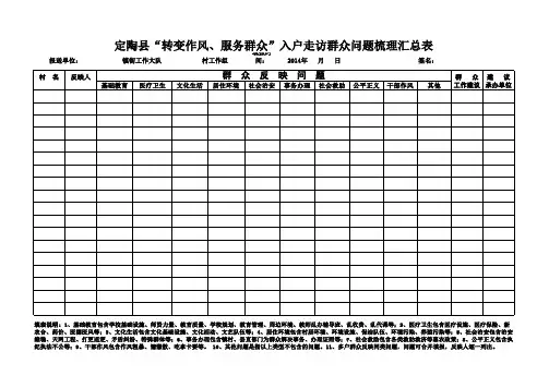 群众问题梳理汇总表