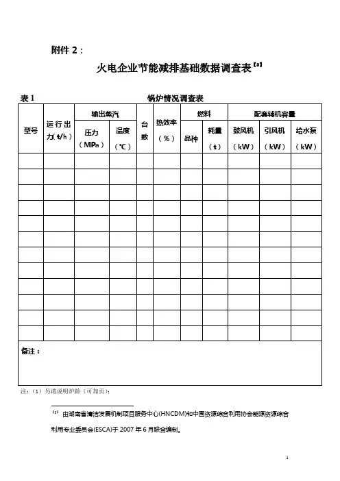 火电企业节能减排基础数据调查表3.