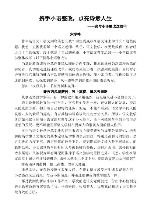 携手小语整改,点亮诗意人生：宋学峰