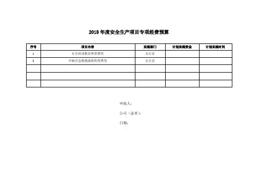 安全经营预算经费