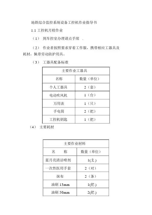 地铁综合监控系统设备工控机作业指导书