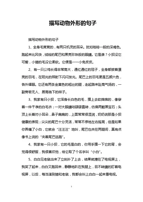 描写动物外形的句子