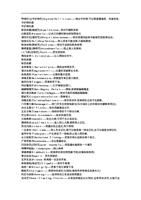 哈利波特咒语