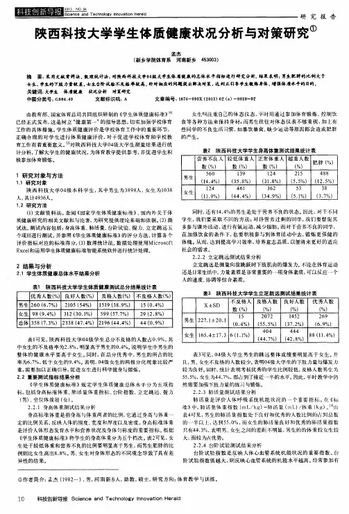 陕西科技大学学生体质健康状况分析与对策研究