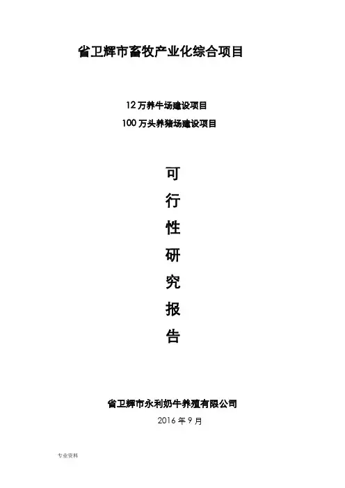 10万头养猪场可行性分析报告实施报告(可编辑)