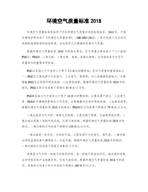 环境空气质量标准2018
