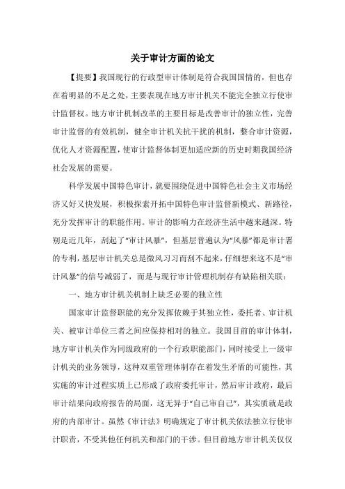 关于审计方面的论文