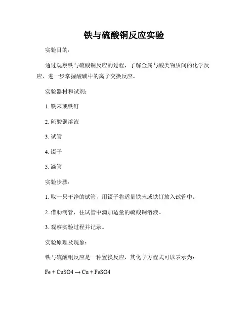铁与硫酸铜反应实验