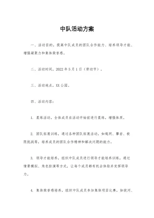 中队活动方案