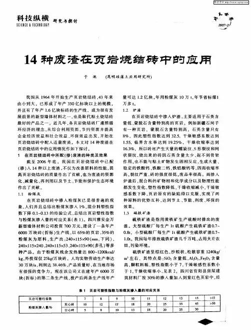14种废渣在页岩烧结砖中的应用