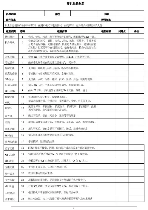 样机检验报告模板