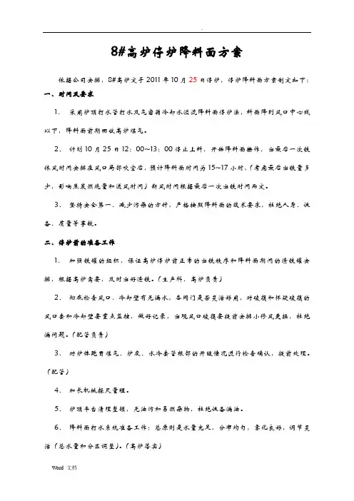 高炉停炉降料面方案讲解