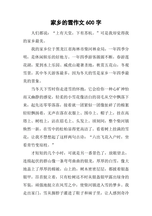家乡的雪作文600字