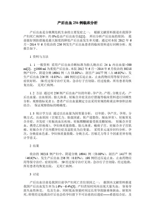 产后出血256例临床分析
