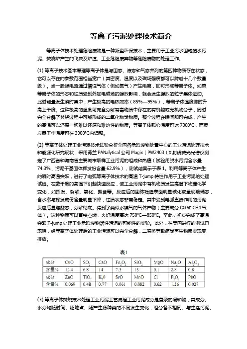 等离子污泥处理技术简介