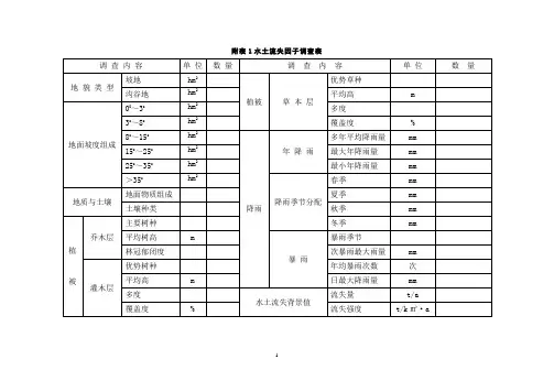 生产建设项目水土保持监测规程(试行)监测实施方案附表