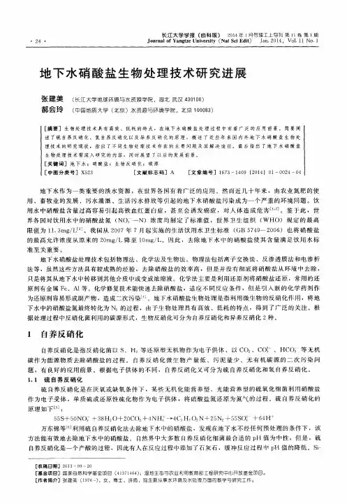 地下水硝酸盐生物处理技术研究进展