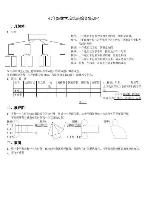 (立体图形展开图截面视图)