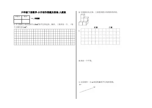 六年级下册数学试题-小升初作图题 -人教版(含答案)