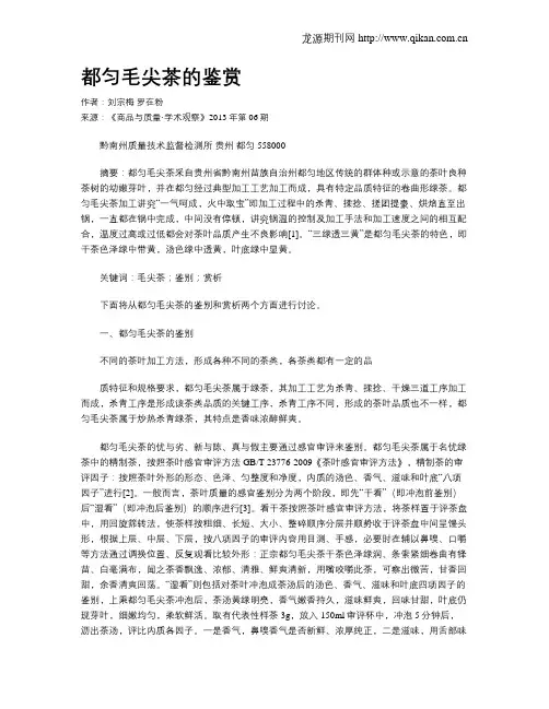 都匀毛尖茶的鉴赏