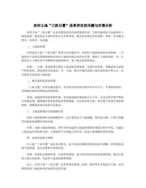 农村土地“三权分置”改革存在的问题与对策分析