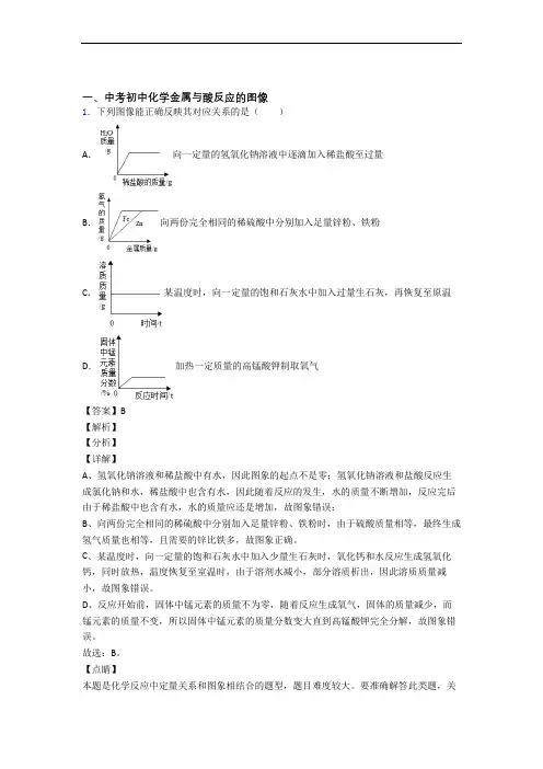 中考化学复习金属与酸反应的图像专项易错题附答案解析