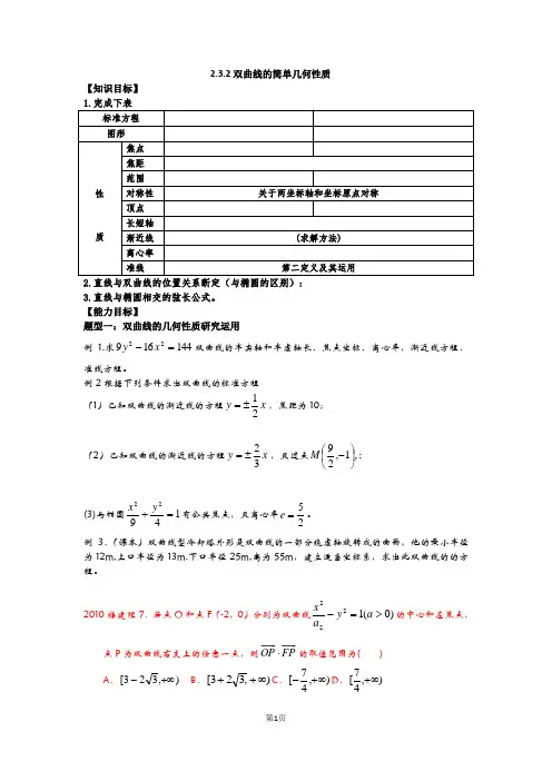 2.3.2双曲线的简单几何性质