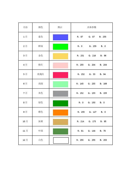 月份颜色标识