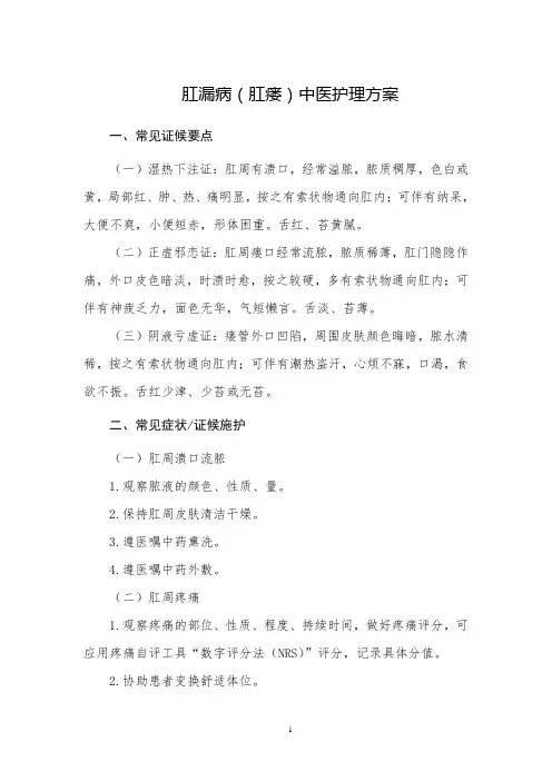 肛漏病(肛瘘)中医护理方案.