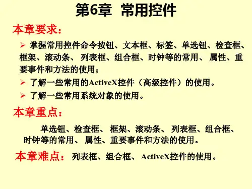 掌握常用控件命令按钮文本框标签单选钮检查框