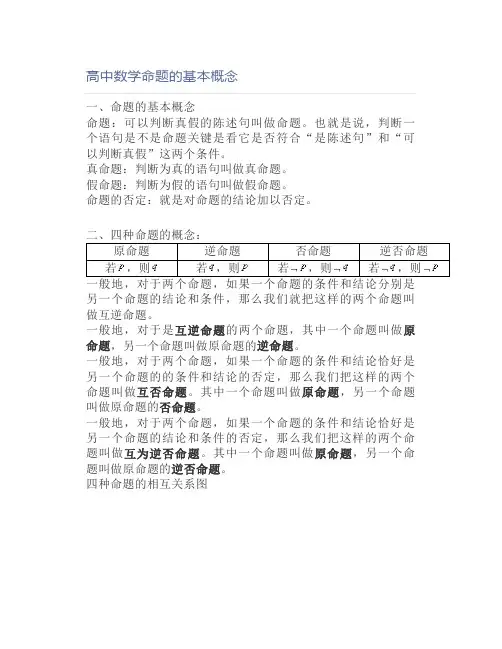 高中数学命题的基本概念