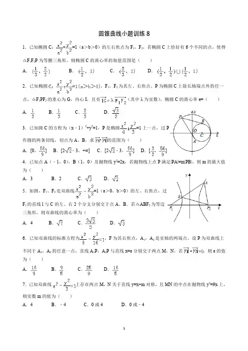 圆锥曲线小题训练(较难)