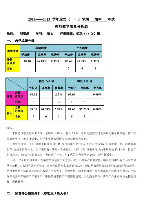 20122013学年度第(一)学期期中考试
