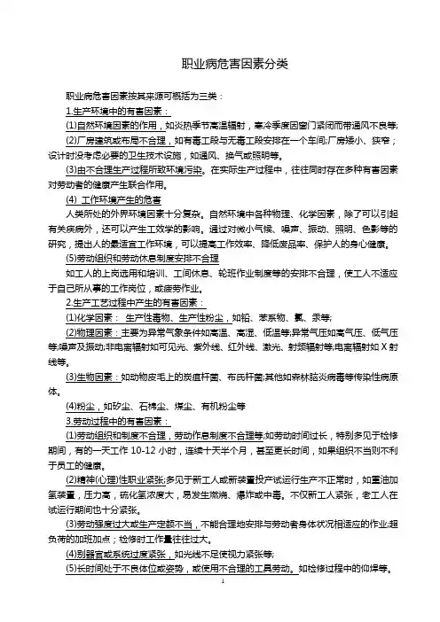 职业病危害因素分类及防护措施
