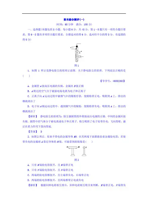 2017-2018学年高中物理选修1-1学业分层测评：章末综合测评1 含答案 精品