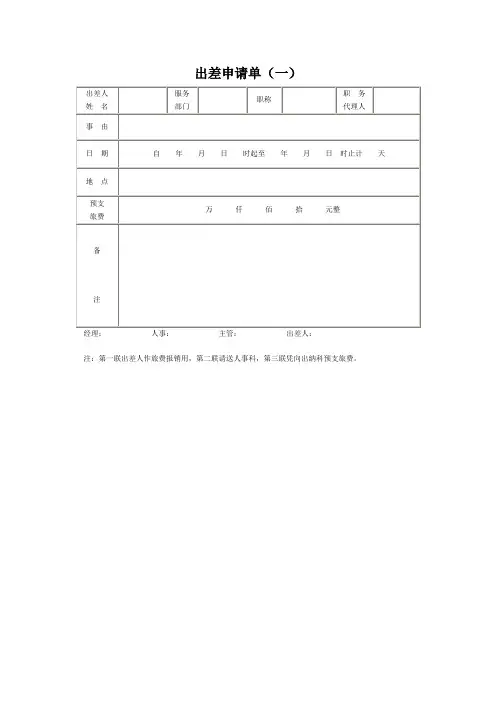 出差申请单(2篇)