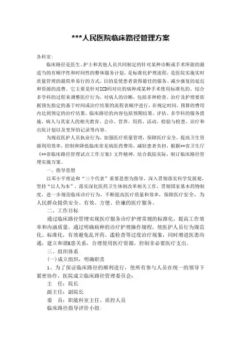 临床路径实施方案