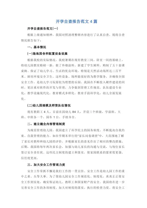 开学自查报告范文4篇