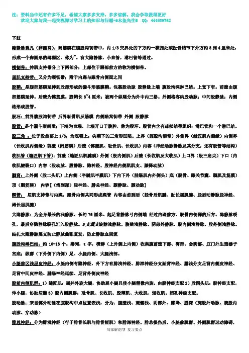 局部解剖学重点复习资料2010