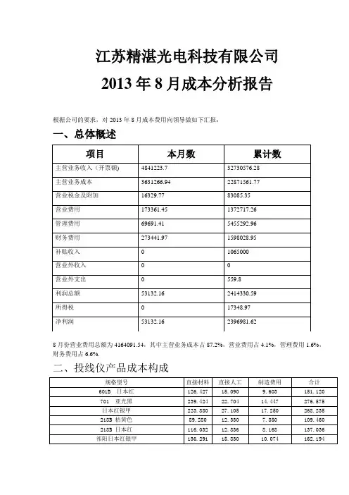 成本分析报告