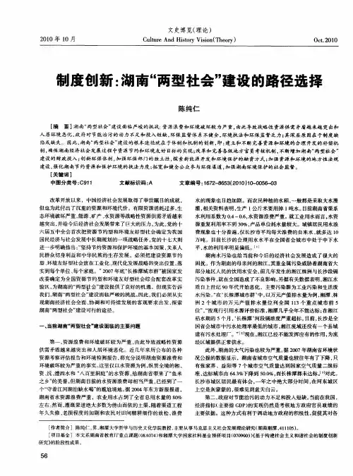 制度创新：湖南“两型社会”建设的路径选择