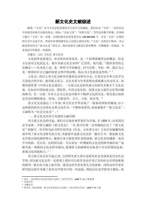 新文化史文献综述
