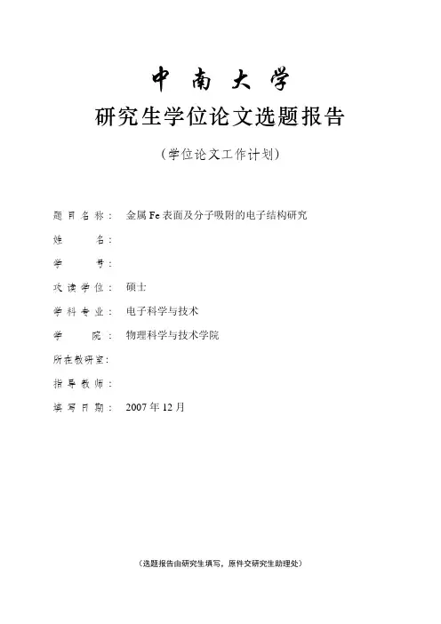 金属Fe表面及分子吸附的电子结构研究