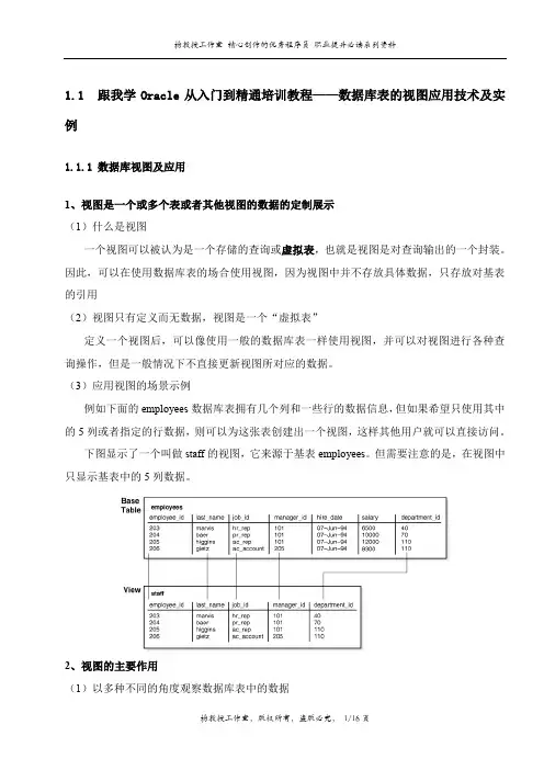 跟我学Oracle从入门到精通培训教程——数据库表视图应用技术及实例