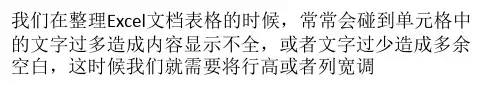 Excel表格快速调整最合适行高和列宽