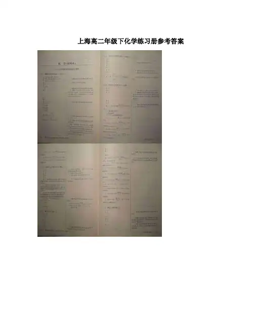 上海高二年级下化学练习册参考答案