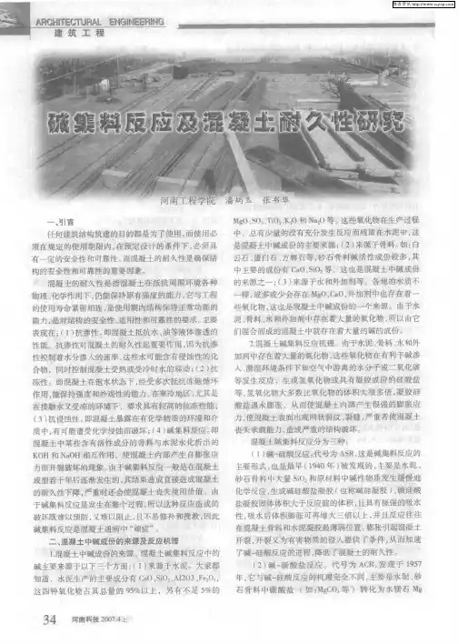 碱集料反应及混凝土耐久性研究
