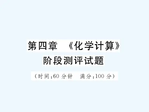 山东省2018届中考化学复习第三部分阶段测评试题第四章《化学计算》阶段测评试题课件